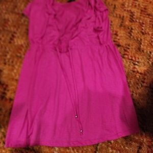 Girls' Pink Ruffle Front Dress
